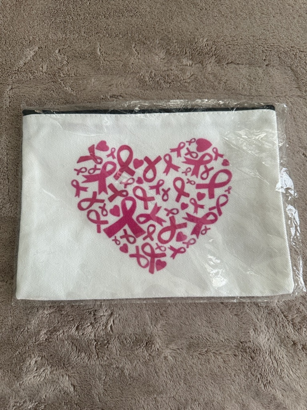 Pink Ribbon Heart Mini Bag - White and Pink